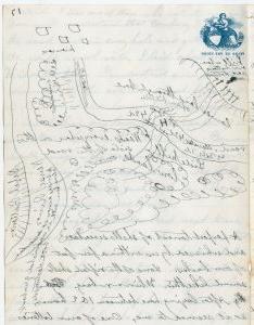 Image showing a hand drawn illustration of a battle with handwritten text 